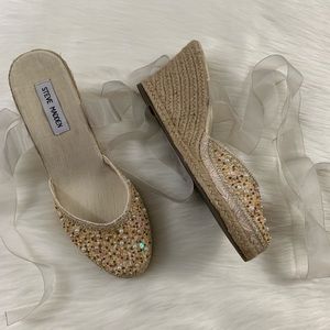 Steve Madden Size 8 Bommbay Champagne Espadrille Wedge